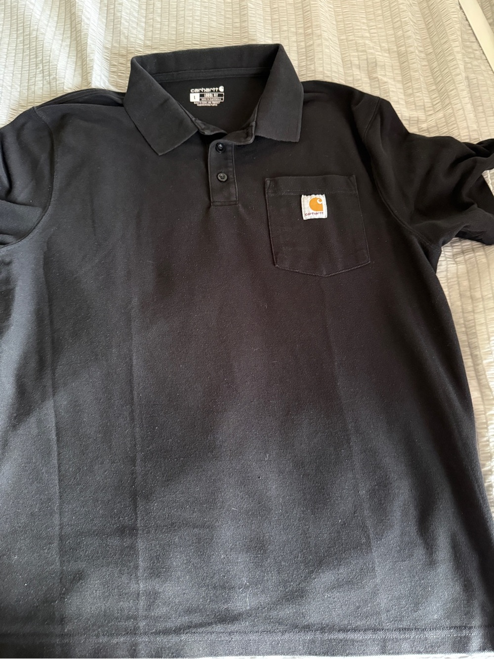 Carhartt Black Polo Shirt with Printed Neck Label